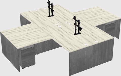 Quad l-shaped office desks