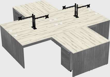 Quad l-shaped office desks