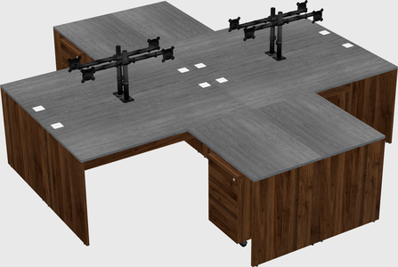 Quad l-shaped office desks