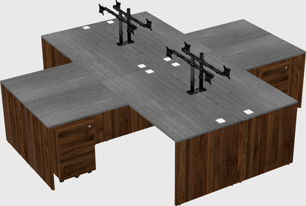 Quad l-shaped office desks