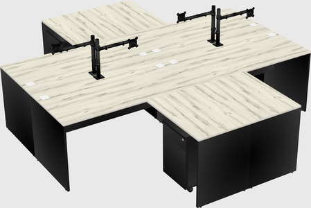 Quad l-shaped office desks
