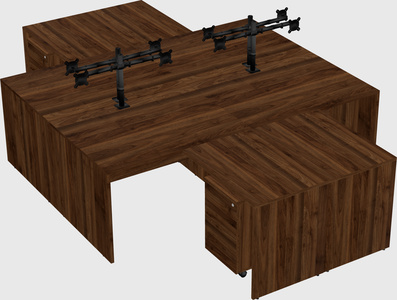 Quad l-shaped office desks