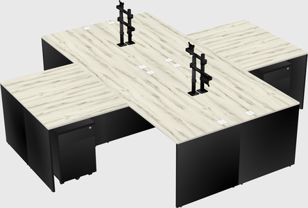 Quad l-shaped office desks