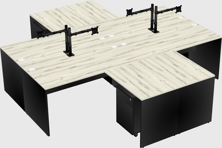 Quad l-shaped office desks