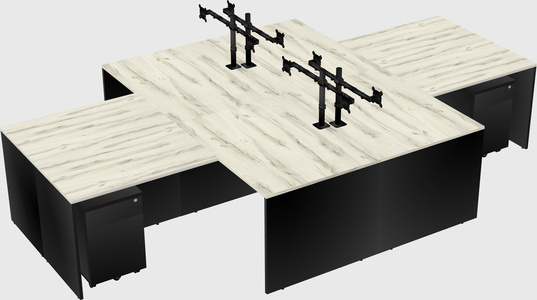 Quad l-shaped office desks