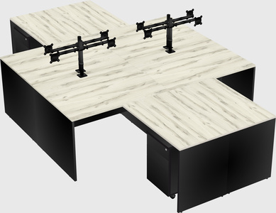 Quad l-shaped office desks