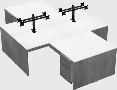 Quad l-shaped office desks