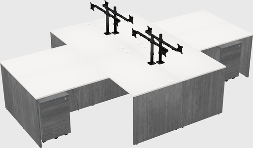 Quad l-shaped office desks