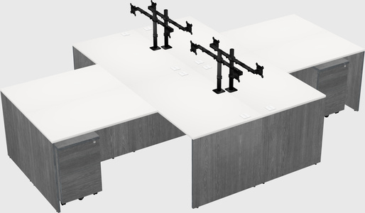 Quad l-shaped office desks
