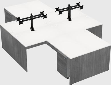 Quad l-shaped office desks