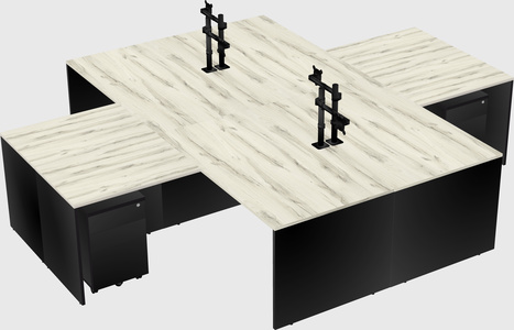 Quad l-shaped office desks
