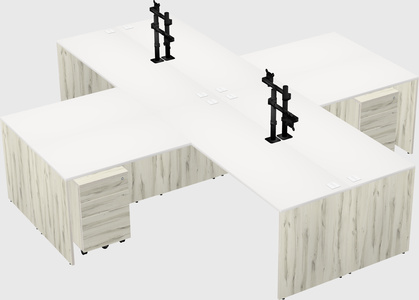 Bureaux de bureau quadruples en forme de l