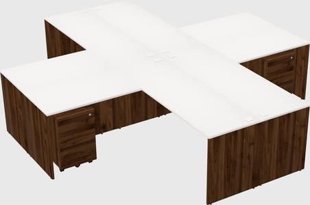 Bureaux de bureau quadruples en forme de l