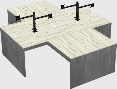 Quad l-shaped office desks