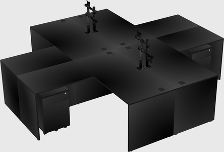 Quad l-shaped office desks