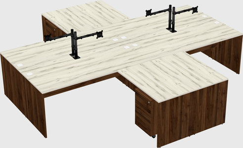 Quad l-shaped office desks