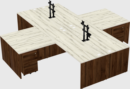 Quad l-shaped office desks