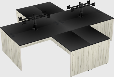 Quad l-shaped office desks