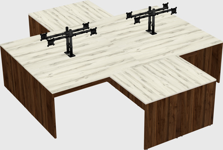 Quad l-shaped office desks