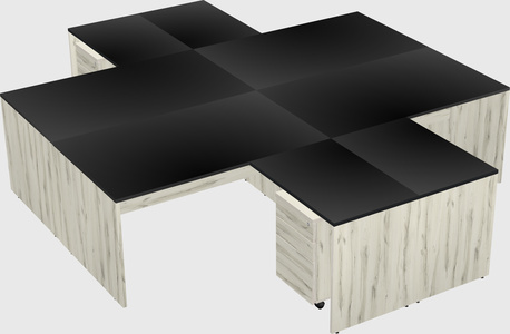Quad l-shaped office desks