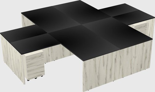 Quad l-shaped office desks