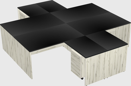 Quad l-shaped office desks