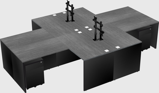 Quad l-shaped office desks