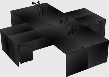 Quad l-shaped office desks