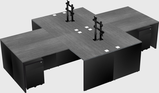 Quad l-shaped office desks
