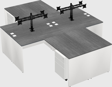 Quad l-shaped office desks
