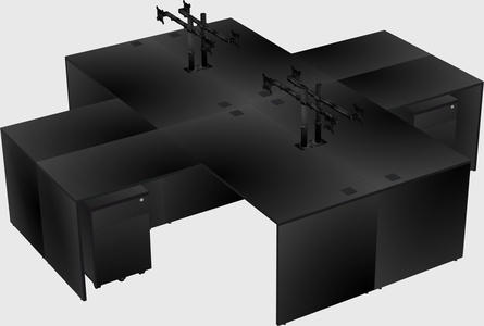 Quad l-shaped office desks