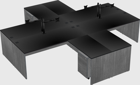 Quad l-shaped office desks
