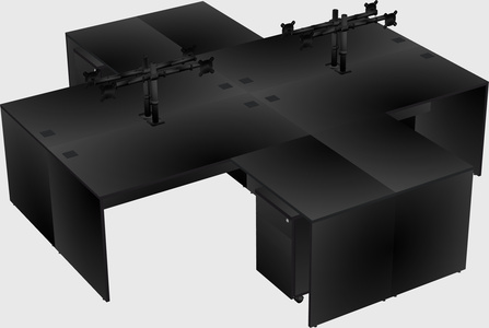 Quad l-shaped office desks