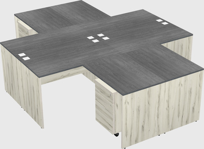 Quad l-shaped office desks