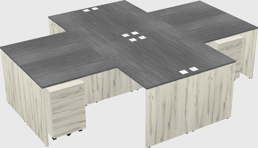 Quad l-shaped office desks