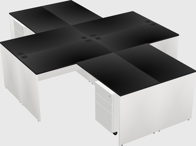 Quad l-shaped office desks