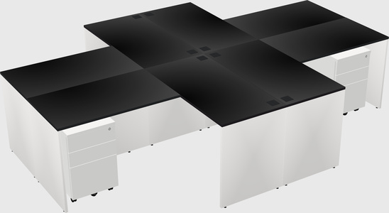Quad l-shaped office desks