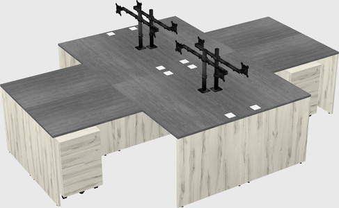 Quad l-shaped office desks