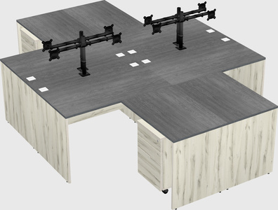 Quad l-shaped office desks