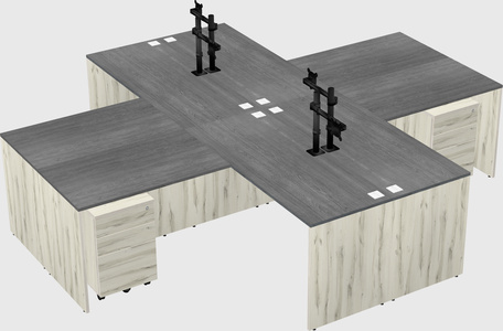 Quad l-shaped office desks
