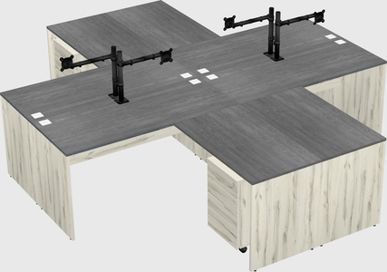 Quad l-shaped office desks
