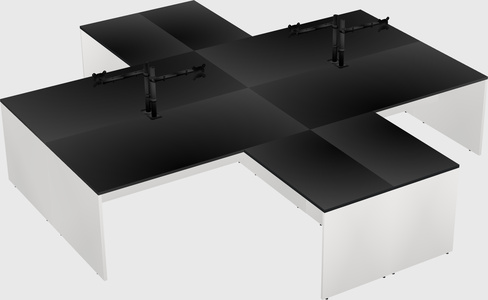 Bureaux de bureau quadruples en forme de l