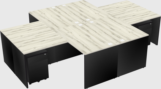 Quad l-shaped office desks