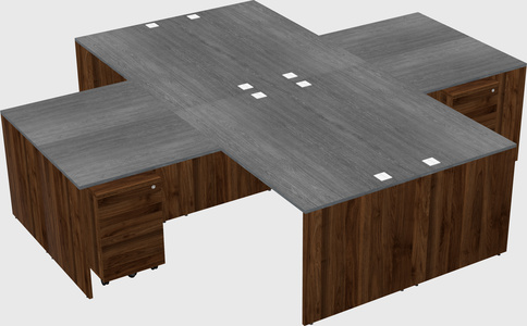 Quad l-shaped office desks
