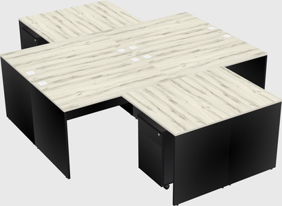 Quad l-shaped office desks