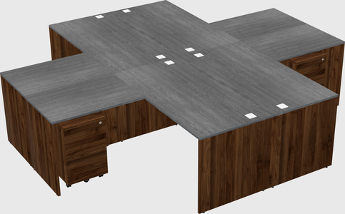 Quad l-shaped office desks