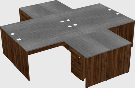 Quad l-shaped office desks