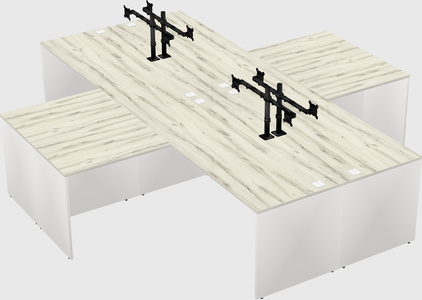 Quad l-shaped office desks