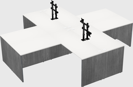 Quad l-shaped office desks