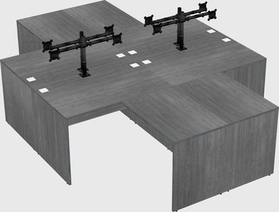 Quad l-shaped office desks